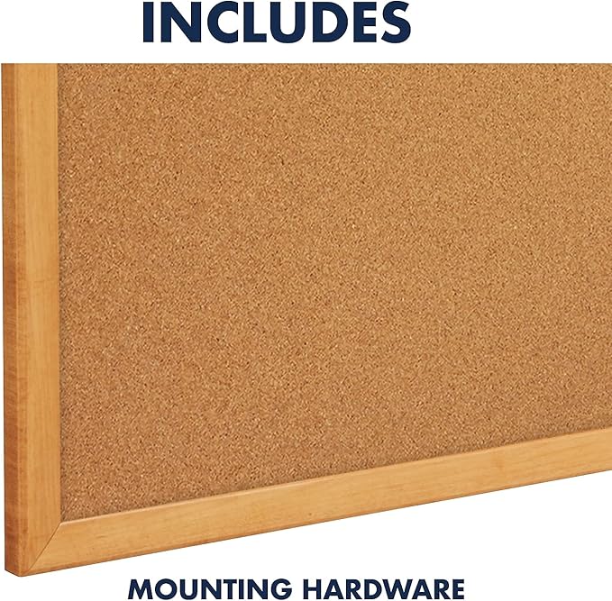 Quartet Cork Board, Bulletin Board, 4' x 3' Corkboard, Oak Finish Frame (304)