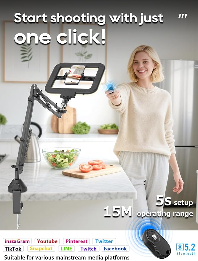 CACENCAN Camera arm Mount (Black (with Light)
