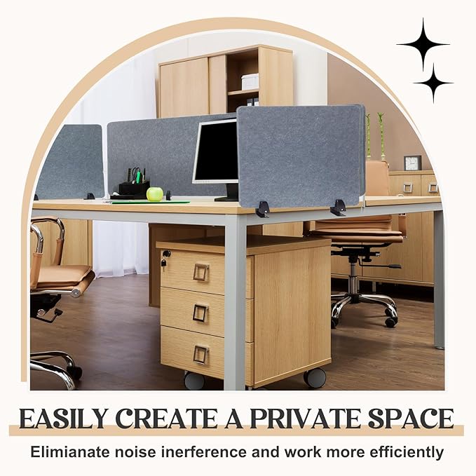 AceOrbit 3 Pcs Clamp-on Desk Divider, 1pcs-47''x 24'' and 2pcs-24''x 24'' Desk Privacy Panel Acoustic Office Partitions Cubicle Modesty Panel for Classroom Noise Reducing Visual Distractions
