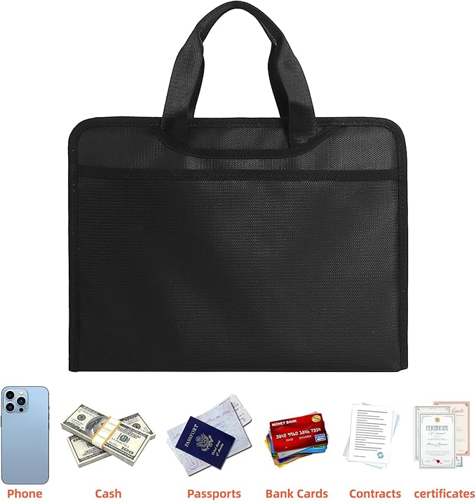 Fireproof Accordion File with Handle, Expandable File Folder Organizer, 13 Pockets Important Document Organizer with Lables & Zipper, Portable Paper File Organizer for Letter A4 Files
