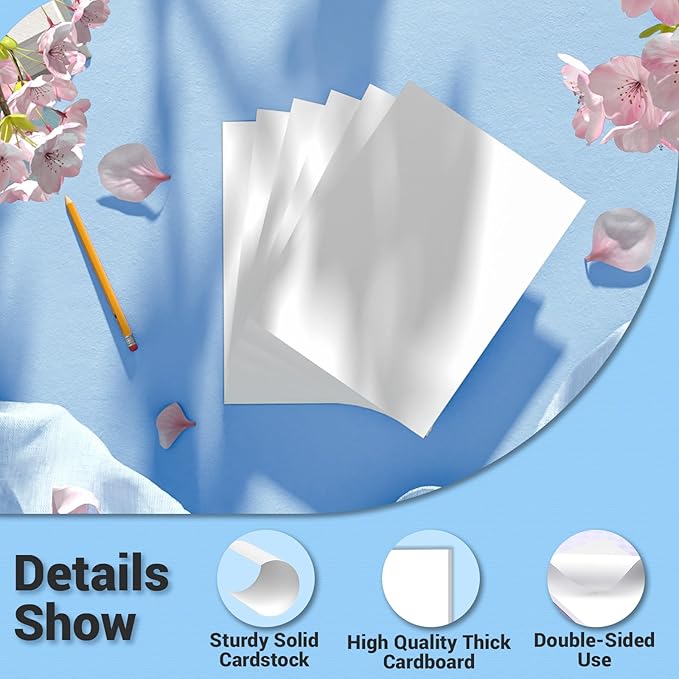 Cardstock 8.5 x 11, Thick Printer Paper 75 lb/200 gsm, 40 Sheets Card Stock White, Heavy Card stock, White CardStock Paper for Invitations, Diy Cards, Business Cards, Menus, Crafts, Drawing etc