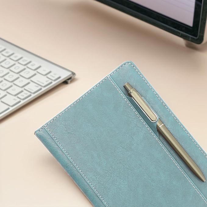 SLFreMint Premium Hardcover Notebook with Pen and Pen Holder Clip, Card Pockets, 240 Pages, College Ruled, 80GSM, Leather Note Book for Work, Study, Diary and Other Scenarios, Suitable Journal for Both Men and Women