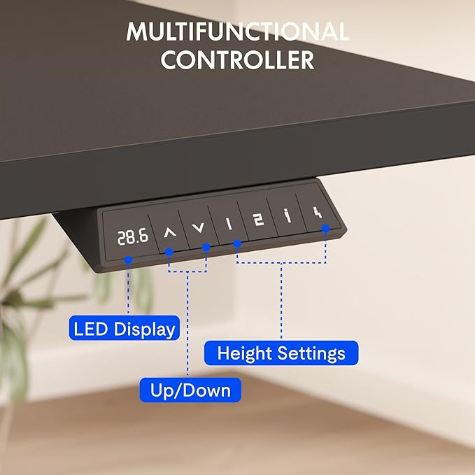 FLEXISPOT EN2 Whole-Piece Standing Desk with Clamp Power Strip, 60 x 24 Electric Stand Up Height Adjustable Desk with Cable Management (Gray Frame + Black Top, 2 Packages)