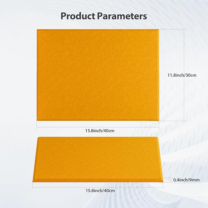 Amantech 12 Pack Acoustic Panels Self Adhesive Sound Proof Foam, High Density Sound Acoustic Panel, 16X12X0.4 Inch 4:3 Rectangle Panels in Home, Office, Reccording Room, Studio,and more(Orange)
