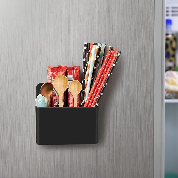 MoKo Pack of 2 Magnetic Dry Erase Marker Holder, Pen Pencil Holder Storage Organizer for Whiteboard, Refrigerator and Other Magnetic Surfaces, Black