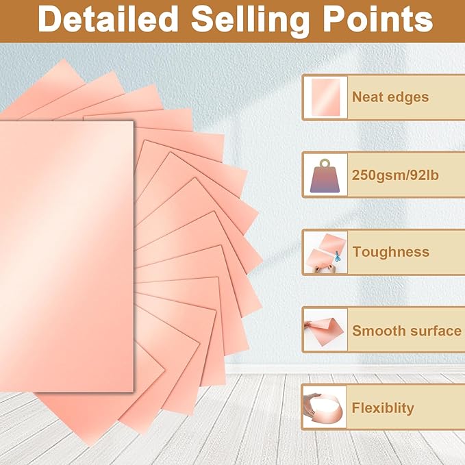 Silunkia 120 Sheets Candy Pink Shimmer Cardstock 8.5 x 11 Metallic Paper, 92lb Heavyweight Craft Paper Card Stock for DIY Cards Making, Birthday Decorations, Invitations, Thank You Cards