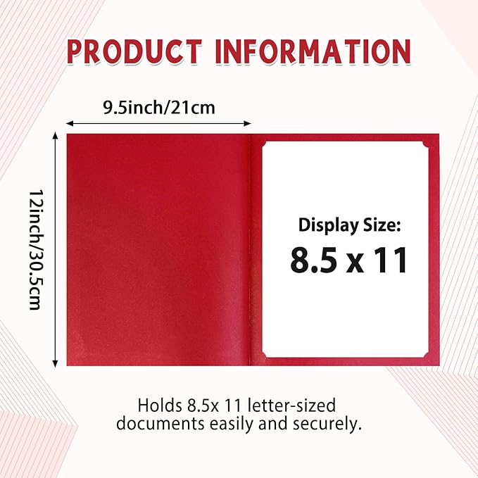 gisgfim 15Pcs Certificate Holders Diploma Covers Single Sided Gold Foil Border Award Certificate Covers for Letter Size 8.5x11 Certificates Cardstock Document Papers Storage Organizer (Bright red)