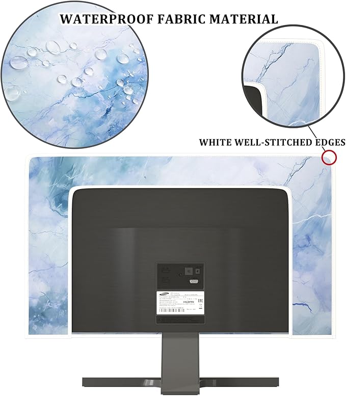 Baocicco Fashion Haze Blue Marble Screen TV Cover Cover 40, 41, 42，43 Inch Waterproof Full Body Covers for TV Display Screen Weatherproof Television Sleeve Compatible with Television LED LCD OLED TVs