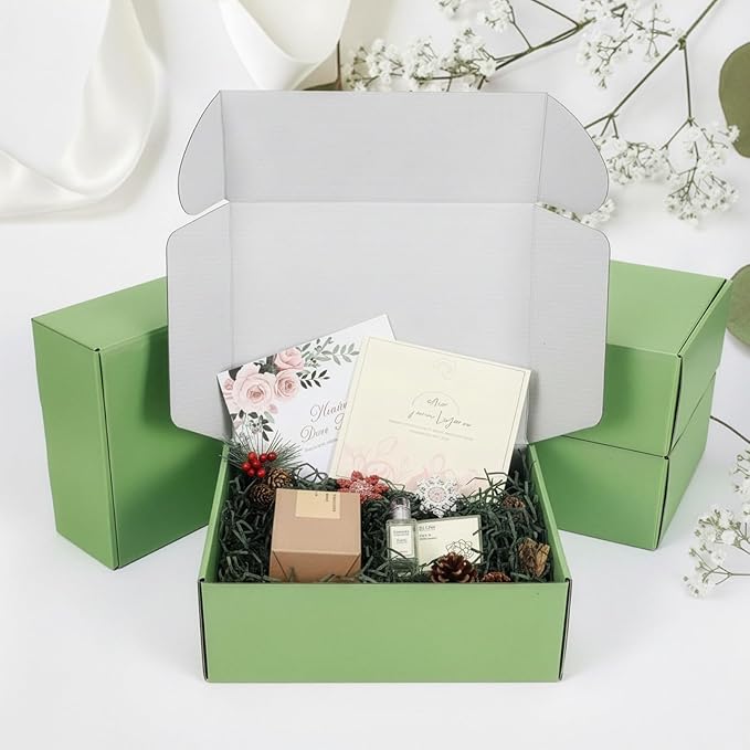 PHAREGE 12x9x4 inch Gift Shipping Boxes Bulk 6 Pack Green, Tab Lock Tuck Top Mailing Boxes for Packaging Small Business, Medium Cardboard Mailer Boxes for Wrapping Present