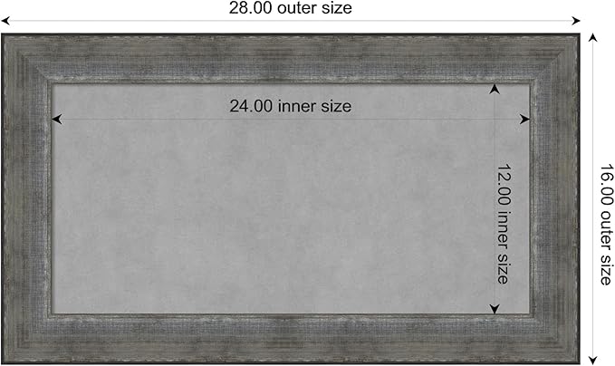 Amanti Art Silver Framed Magnetic Board 16x28 Small Vision Board for use with Magnets, 100% Metal Sheet to Display Items as Office Decor or for Home Organization in mudroom, Kitchen or Kids Room