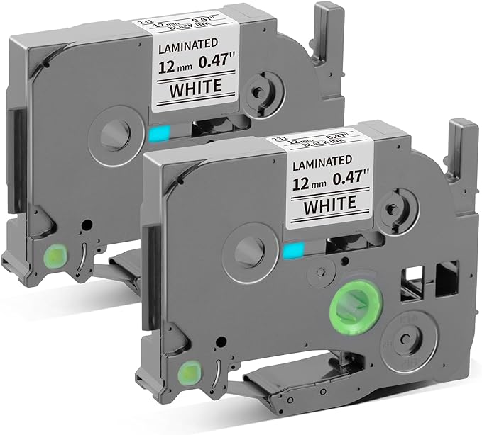 2-Pack Label Maker Tape 12mm 0.47" White TZE2312PK Replacement for Brother P Touch Label Tape TZe-231 TZ-231, Compatible with Brother Ptouch PT-D210 PT-H110 PT-D220 PT-D400