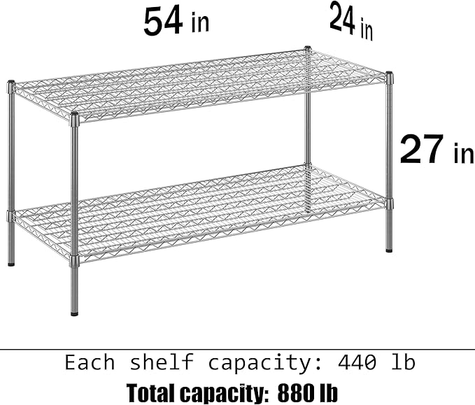 Regal Altair 24" Deep x 54" Wide x 27" Height Wire Shelving Kit | 2-Tier | NSF Commercial Storage Rack Unit