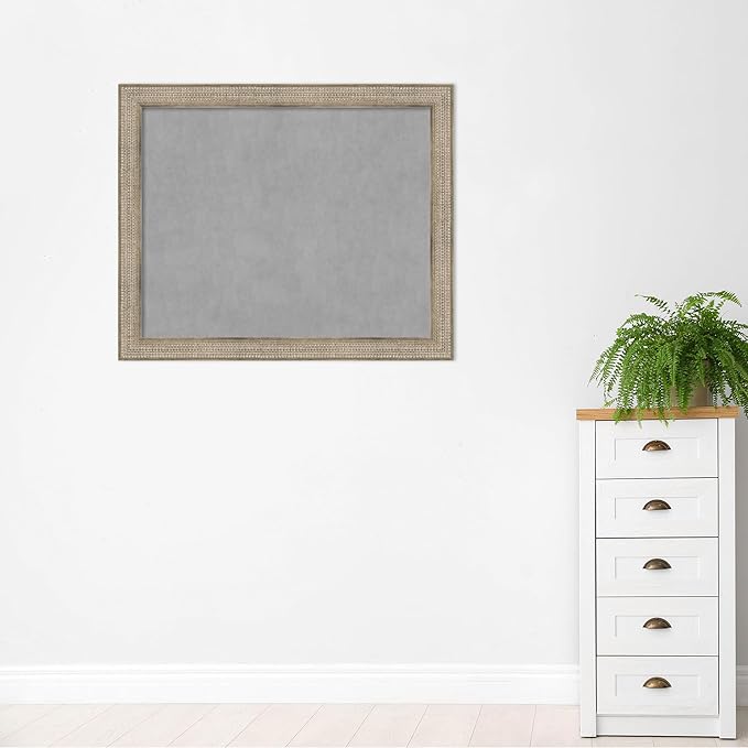 Amanti Art Silver Framed Magnetic Board 38x46 X-Large Vision Board for use with Magnets, 100% Metal Sheet to Display Items as Office Decor or for Home Organization in mudroom, Kitchen or Kids Room