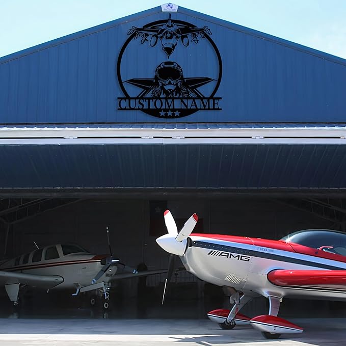 Personalized Metal Airplane Wall Art, Airplane Name Sign, Customized Pilot Name Sign, Airplane Hangar Sign Decor, Aviation Home Office Decor, Large Outdoor Decor, Pilot Gifts, Aircraft Lovers Gift