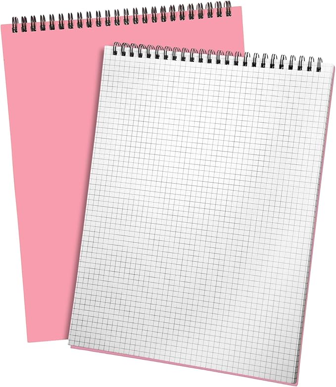 Engrowtic 1 Pack Top Spiral Graph Paper Notebooks 8.7 X11.4 Inch A4 Grid Paper Notepad 70 Sheet Memo Steno Pad for Engineering Writing Sketching Drawing School Office Supplies (Pink)