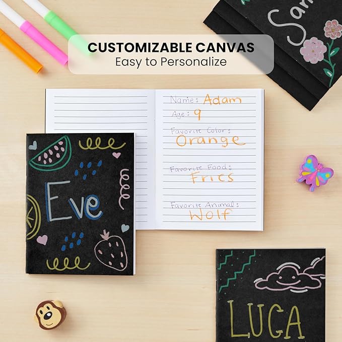 Small Lined Notebooks Bulk – Black Kraft Paper Cover, 48 Pack 4.25 x 5.5 in Mini Composition Journals for Kids, Students, Travel, DIY Crafts, Note-Taking, Scrapbooking, Pocket-Size Writing Journals
