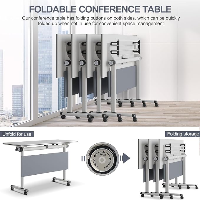 Conference Table for 4-10 People,Wooden Meeting Room Table with Thicken Tabletop and Wood Base,Modern Meeting Training Desk for Conference Room Tables Seminar Room