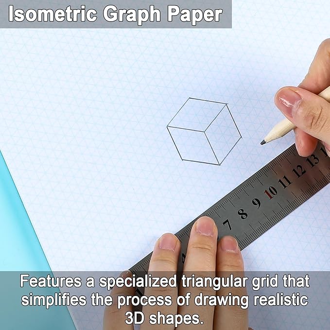 2 Pack 100 Sheets 11" x 17" Isometric Graph Paper Pad Landscape for 3D Designs Architecture Landscaping Engineering Drafting (Portrait)