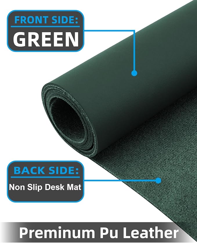 Leather Desk Pad Protector,Desk Cover mat,Office Desk mat,Laptop Mat for Desk, Non-Slip Desk Blotter,Waterproof Desk Writing Pad for Office/Home(23.6"x13.8",Dark Green)