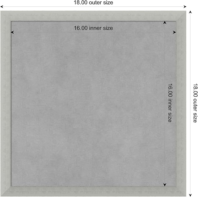Amanti Art Silver Framed Magnetic Board 18x18 Small Vision Board for use with Magnets, 100% Metal Sheet to Display Items as Office Decor or for Home Organization in mudroom, Kitchen or Kids Room