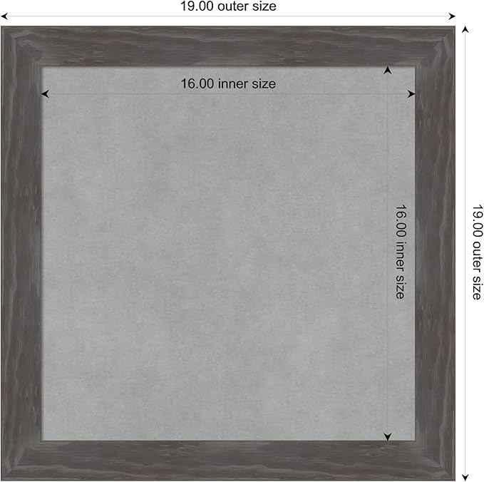 Amanti Art Grey Framed Magnetic Board 19x19 Small Vision Board for use with Magnets, 100% Metal Sheet to Display Items as Office Decor or for Home Organization in mudroom, Kitchen or Kids Room