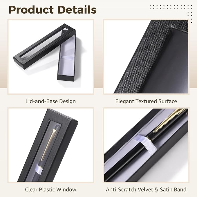 OMISTAR 60 PCS Pen Gift Box Empty Cases with Clear Lid, 3 Colors Ballpoint Pen Gift Box Pen Jewelry Display Box for Jewelry Gift Business Birthday Souvenir Office Supplies (60PCS)