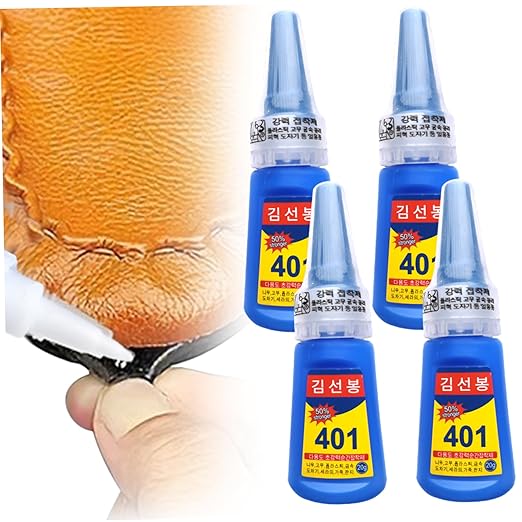 401 Super Glue Nail Liquid for Shoes Repair High Strength Multi Purpose Adhesive for Metal Plastic Jewelry Fast Drying Low Whitening (4 Pack 20ml Each)