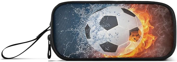 BOENLE Soccer Football Ball Pencil Case Box Boys Girls Large Pencil Pouch with Zipper Compartments Big Capacity Stationery Pen Bag Organizer for Kids Teens Adults School Office