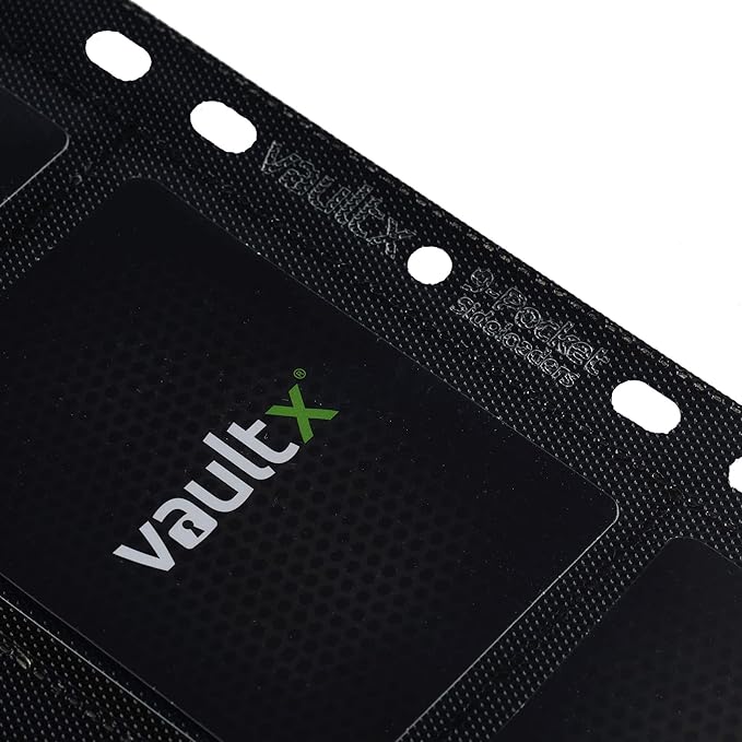 Vault X 9 Pocket Sideloading Pages for 3 Ring Binder, Double-Sided A4 Sideloaders, Storage for Collectible Card Games, Sports, TCG (Black, 50 Pack)