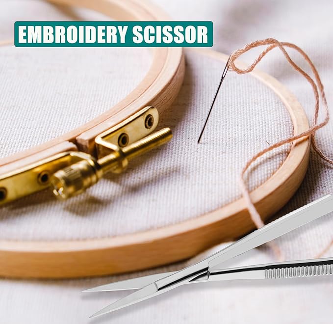 Cross Edge Spring Scissors 5 Inch straight Stainless Steel Precision Eyebrow & Eyelash Shaping & Trimming Scissor, Snips Squeeze, Embroidery, Knitting Micro Tip Craft Scissors (Silver)
