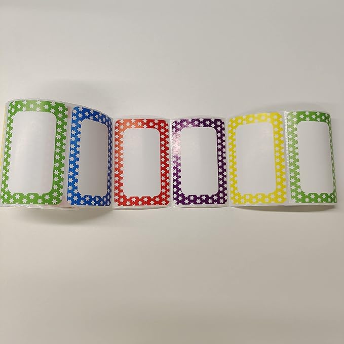 L LIKED 250 Stickers - 3.5" x 2.25"Colors Plain Name tag Labels with Perforated Line for School Office Home (Star - 250 Labels)