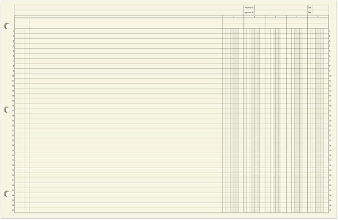 BookFactory Ledger Pad/Large 5 Column Accounting Ledger Columnar (Five Columns) Pads - 17'' x 11'', 50 Pages, Notepad Landscape Format (Made in USA)
