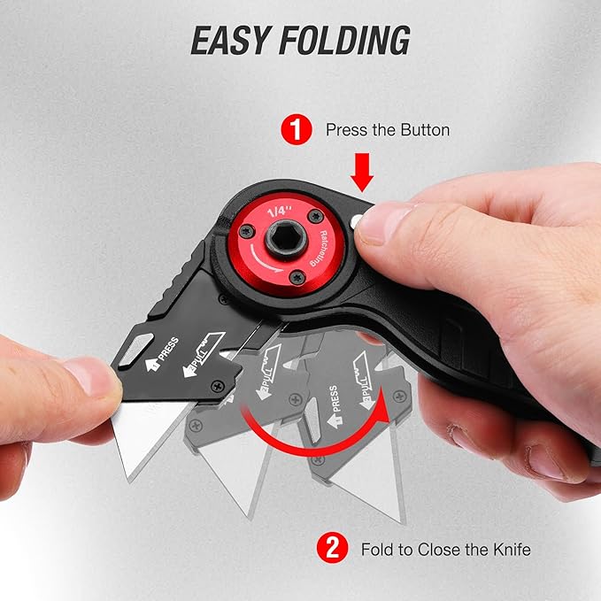 WORKPRO Folding Utility Knife, 2-in-1 Multitool Knife with Ratcheting Screwdriver, Box Cutter Quick Blade Change, EDC Heavy Duty Work Knife with Extra 10 Bit Sets and SK5 Blades