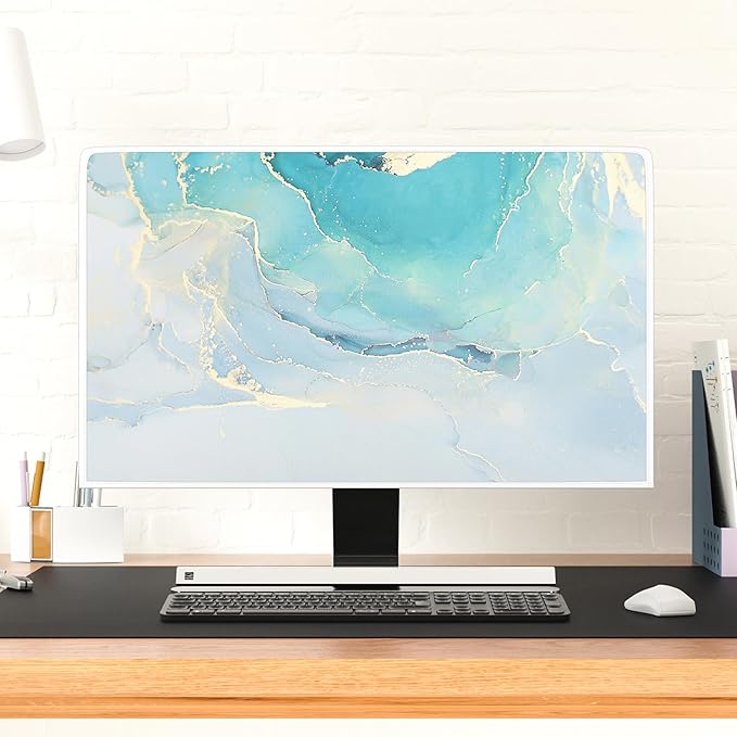 Baocicco Blue Green Marble TV Display Screen Cover 70 Inch Creative Anti-Static Dustproof Monitor Accessories Laptop LCD Cover Modern Screen Television Decoration for LED LCD OLED TVs