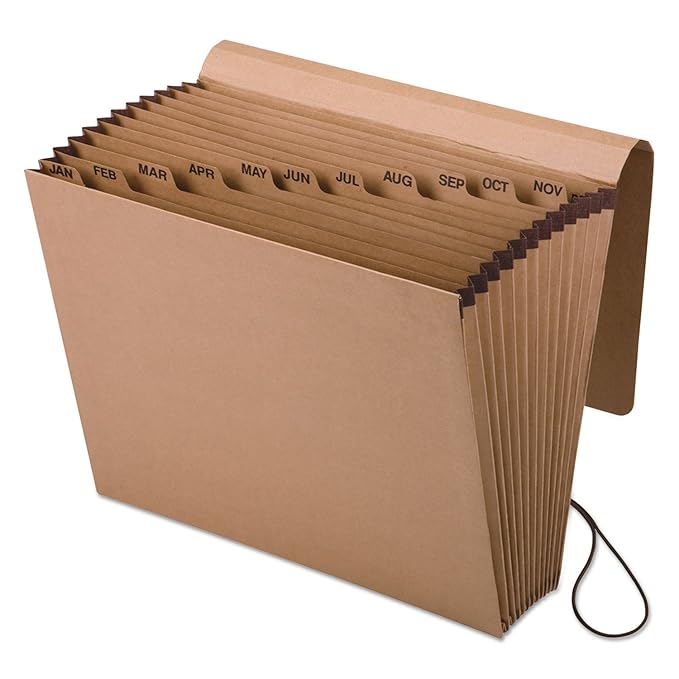 Pendaflex Expanding Kraft File with Flap, Jan.-Dec. Index, 12 x 10, 1 per Box (K-17M-OX),Brown