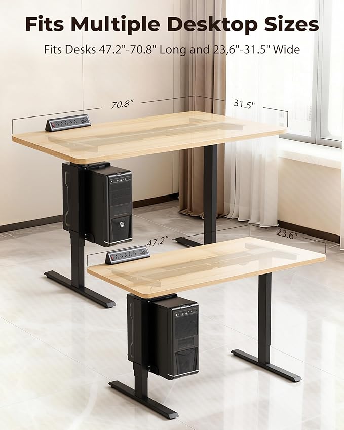 TOPSKY Dual Motor Electric Adjustable Standing Desk with CPU Holder & Power Outlet, Height-Adjustable Desk for Home Office, Workspace, and Gaming