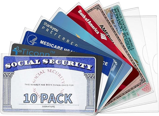 10 Pack Social Security Card Protector Medicare New Credit Card Holder,24 Mil Soft Clear Card for Waterproof SSN Card Protector，ID/Debit/Credit Card Covers Sleeve (10)