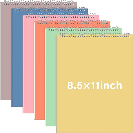 Maitys 6 Pcs Legal Pad Steno Spiral Notebook 8.5" x 11" Top Bound Spiral Pads Hard Cover College Ruled Notepad 70 Sheet Pad for School Office University Home(Lovely Color,Elegant Style)