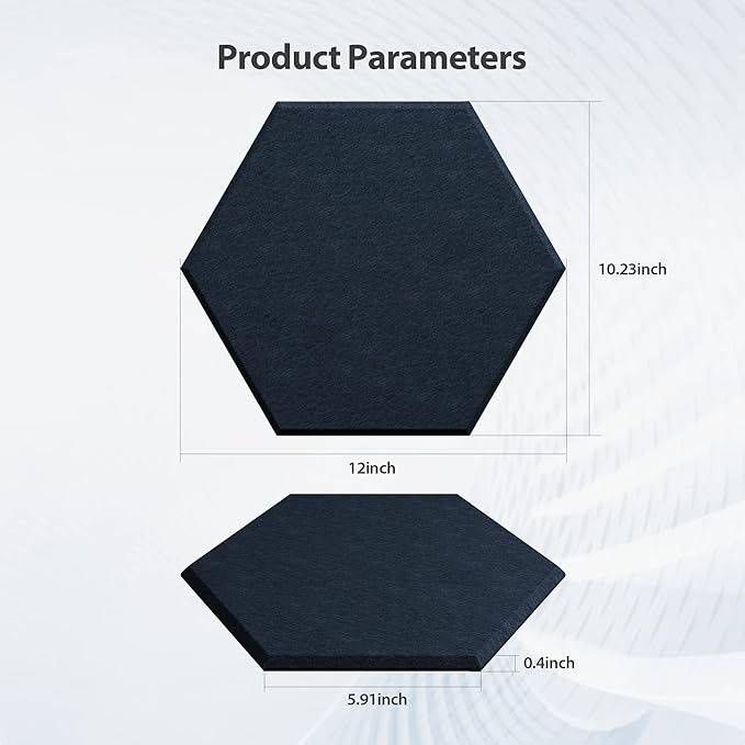 Amantech 12 Pack Acoustic Panels Self Adhesive Sound Proof Foam, High Density Sound Acoustic Panel, 12X10.23X0.4 Inch Hexagon Panels in Home, Office, Reccording Room, Studio,and more(Dark Blue)