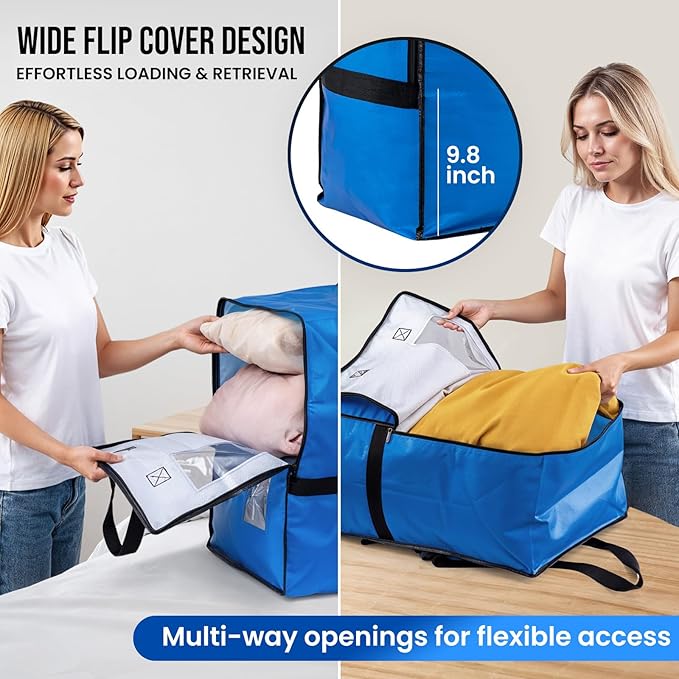 TAILI 2 Pack Blus Moving Bags w/Adjustable Backpack Straps, Moving Supplies, Moving Boxes Alternative, Heavy Duty Storage Totes for College Packing, Camping Backpack for Travel, Dorm, Laundry