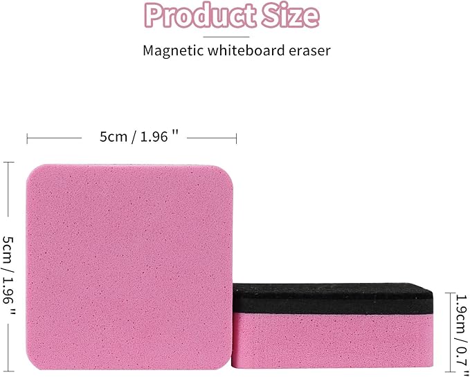 Dry Erase Erasers, 48 Pack Magnetic Whiteboard Eraser Chalkboard Eraser Dry Eraser for Classroom Office and Home (48pcs Pink)