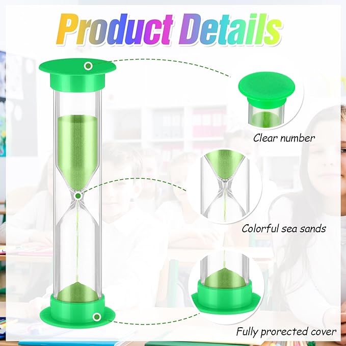 96 Pcs Back to School 5 Minute Sand Timer Bulk Colored Plastic Mini Multicolor Hourglass Stand Timer for Classroom Teacher School Home Office Time Management