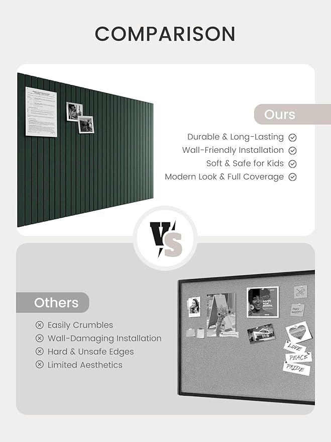 Bumusty Large Felt Bulletin Board 48" x 36" Cork Board Alternative-12 Pack with 70 Safe Removable Adhesive Tabs, Cork Boards for Walls Cork Board for Home Office Classroom Pin Board (Aurora Green)