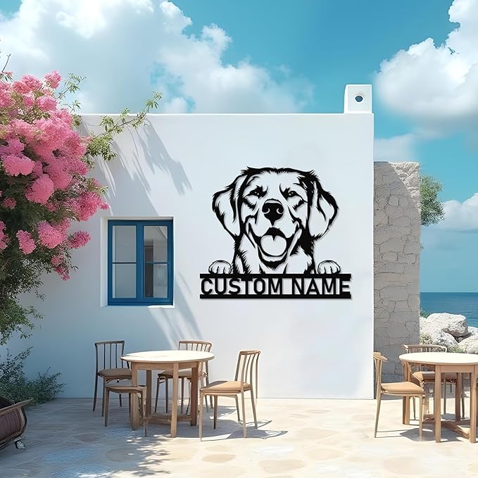Dyoart Custom Dog Metal Signs - Personalized Metal Dog Decor, Rustic Farmhouse Dog Signs for Home Decor, Dog Metal Wall Art, Family Name Sign, Gifts for Mom Dad Dog Lovers, Dog Room Decor