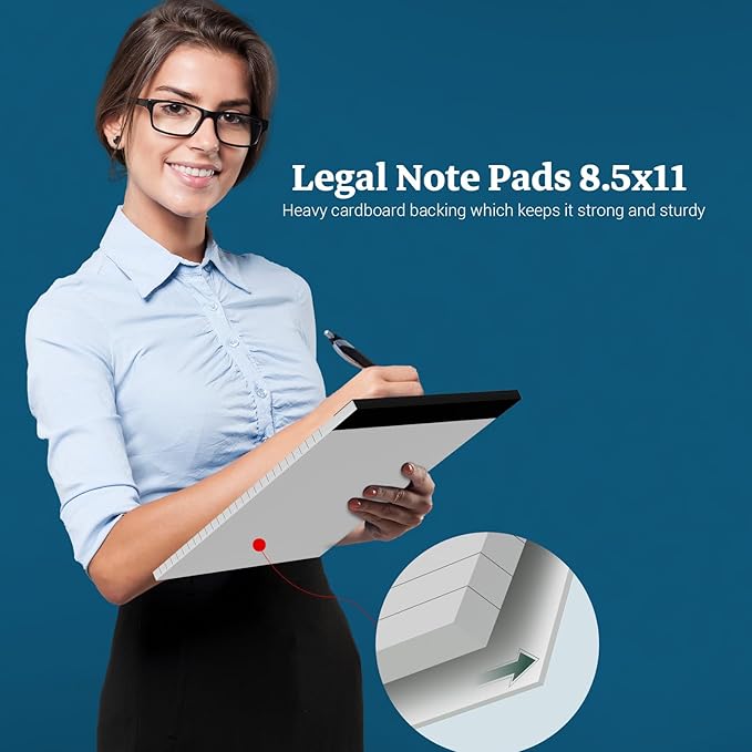 White Legal Pads 8.5 x 11 Notepads, 12 Pack Writing Paper Note Pads 8.5x11, Micro Perforated Wide Ruled Lined Writing Pads 30 Sheets for Home Office School Work, Legal Notepads Double-Side Printed Per Pad