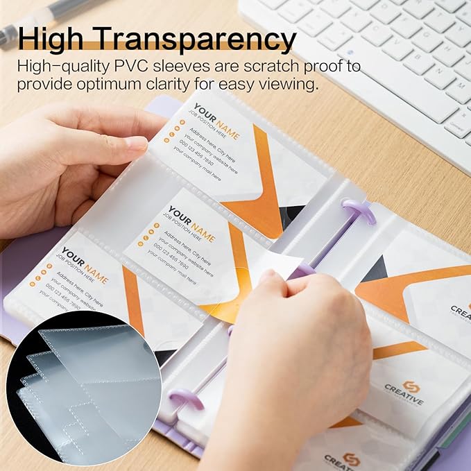 deli Business Card Holder, 180 Cards Book Portable Business Card Organizer for Men & Women, Professional Credit Cards Binder, Purple