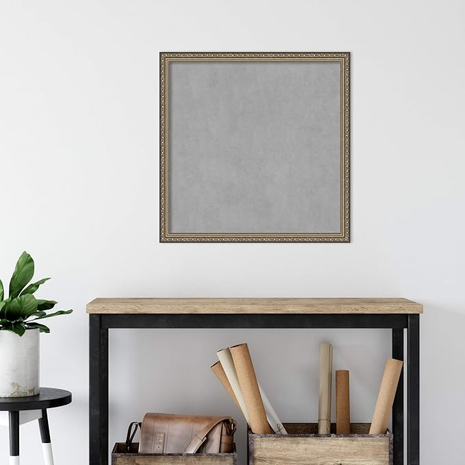 Amanti Art Silver Framed Magnetic Board 26x26 Medium Vision Board for use with Magnets, 100% Metal Sheet to Display Items as Office Decor or for Home Organization in mudroom, Kitchen or Kids Room
