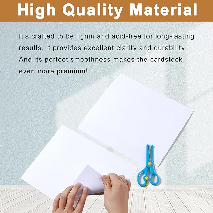 Silunkia 28 Sheets Bright White Cardstock 8.5 x 11 Certificate Paper, 250gsm/92lb White Card Stock Printer Paper for DIY Cards, Wedding, Business Cards, Menus, Invitations