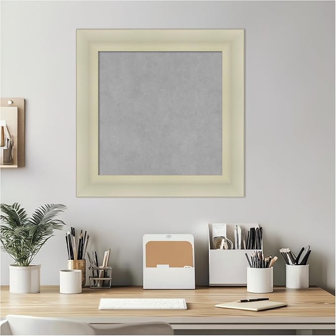 Amanti Art Silver Framed Magnetic Board 21x21 Small Vision Board for use with Magnets, 100% Metal Sheet to Display Items as Office Decor or for Home Organization in mudroom, Kitchen or Kids Room