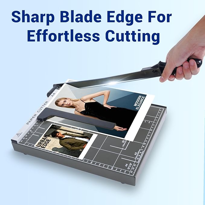 LSINBIU Guillotine Paper Cutter, 12" Cut Length Paper Trimmer with Sharp Blade and Metal Base, 12 Sheets Capacity with Safety Guard, Precision paper slicer for Cutting Paper, Card,Photos,Vinyl